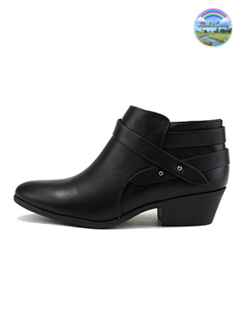 Women's Closed Toe Multi Strap Ankle Bootie with Block Heel, Vegan Friendly